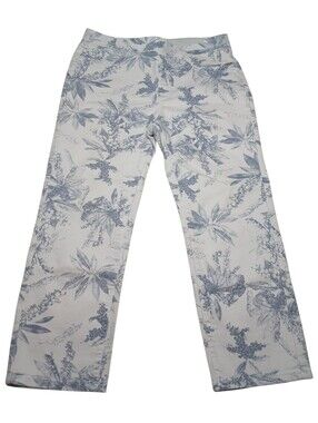FDJ French Dressing Jeans White & Blue Floral Crop Pants | Size 10